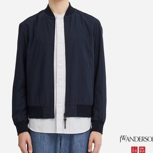 JW Anderson x Uniqlo seersucker full zip bomber jacket navy size medium